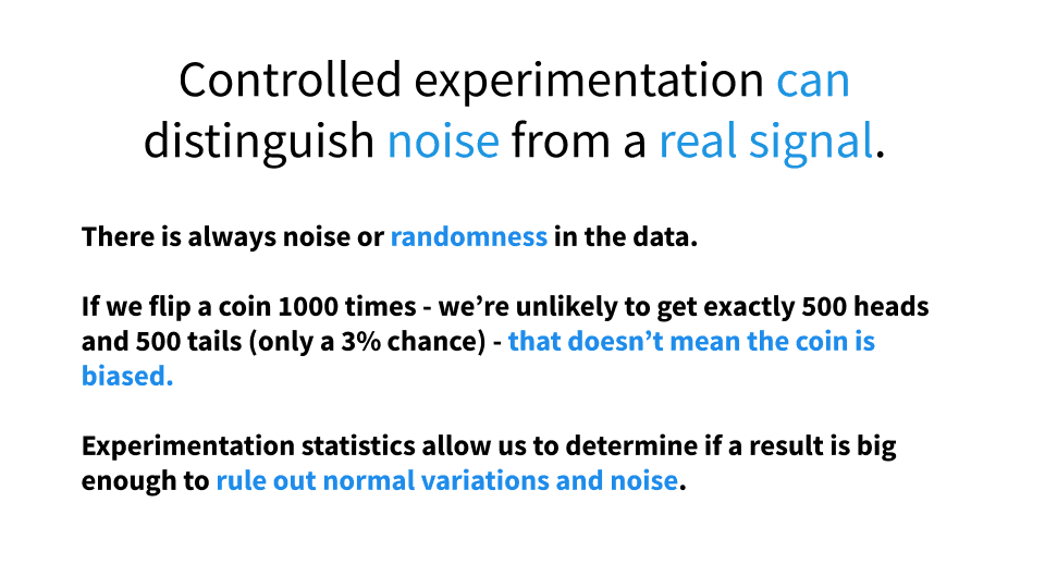 Controlled experimentation can distinguish noise from real signal.